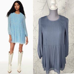 Wilfred Blue Accordion Pleated Daydreamer Mini Dress